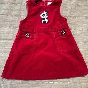 Gymboree Panda Red Corduroy Dress